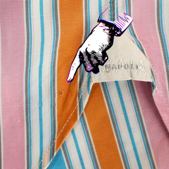 ISAIA Napoli Men's Shirt Multicolor Cotton Striped Long Sleeve Button Front L - Picture 16 of 16